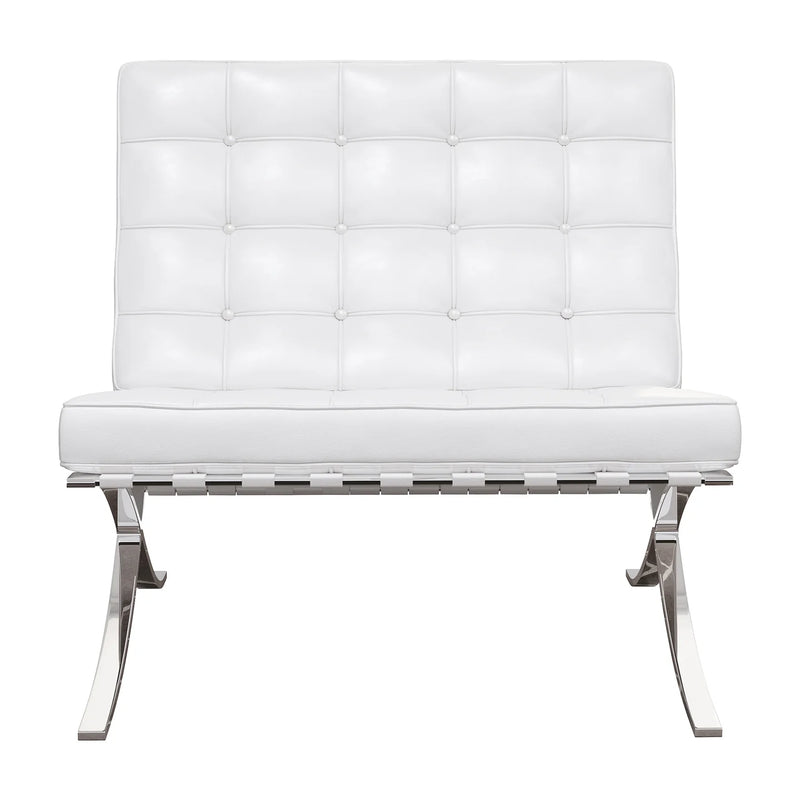 Pavilion Lounge Chair, White Leather By World Modern Design | Lounge Chairs | Modishstore