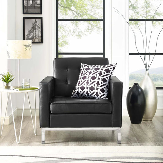 Rolina Armchair, Black Leather By World Modern Design | Armchairs | Modishstore