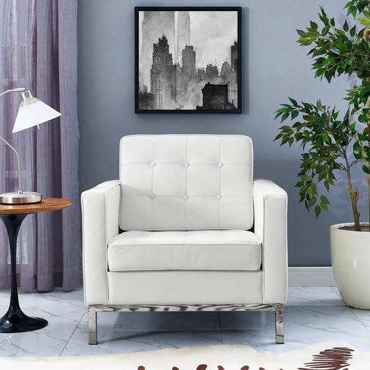 Rolina Armchair, White Leather By World Modern Design | Armchairs | Modishstore