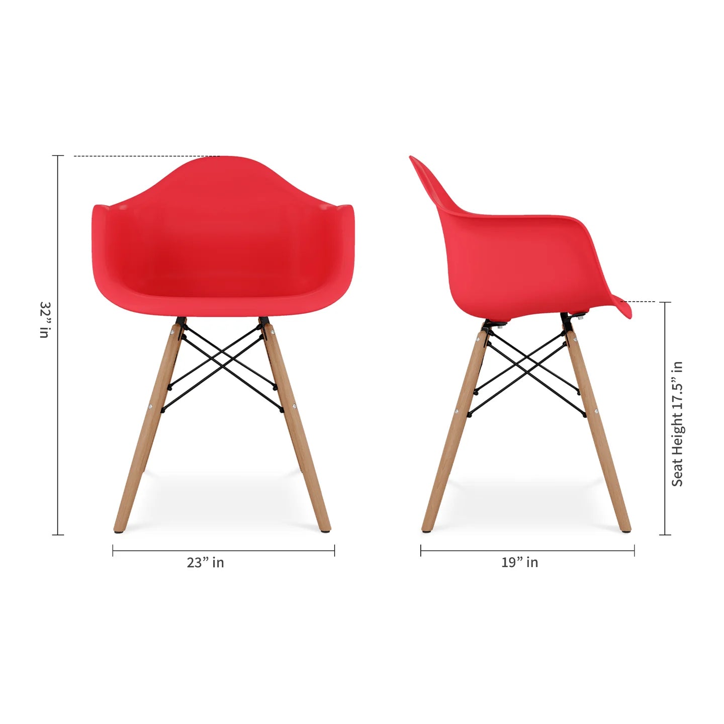 Pyramid Armchair, Red By World Modern Design | Dining Chairs | Modishstore - 5
