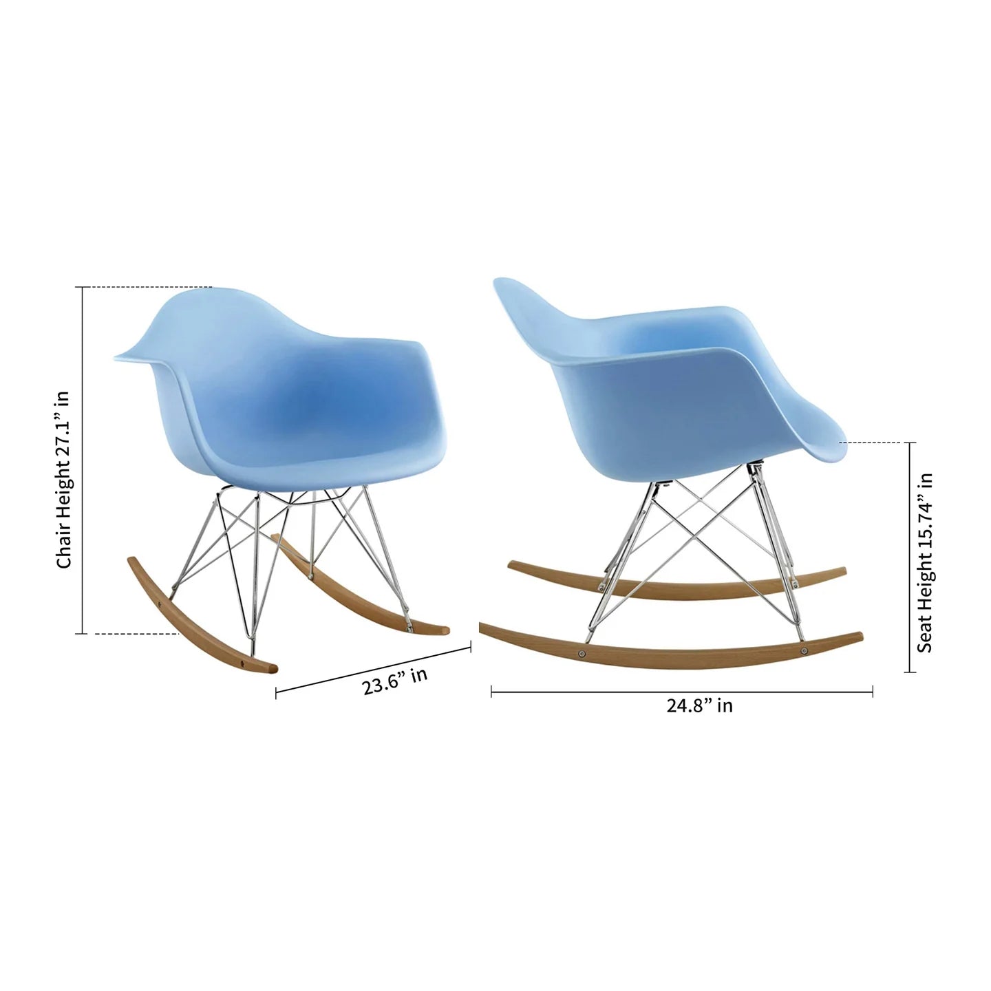 Atoll Rocker Chair, Blue By World Modern Design | Rocking Chairs | Modishstore - 3