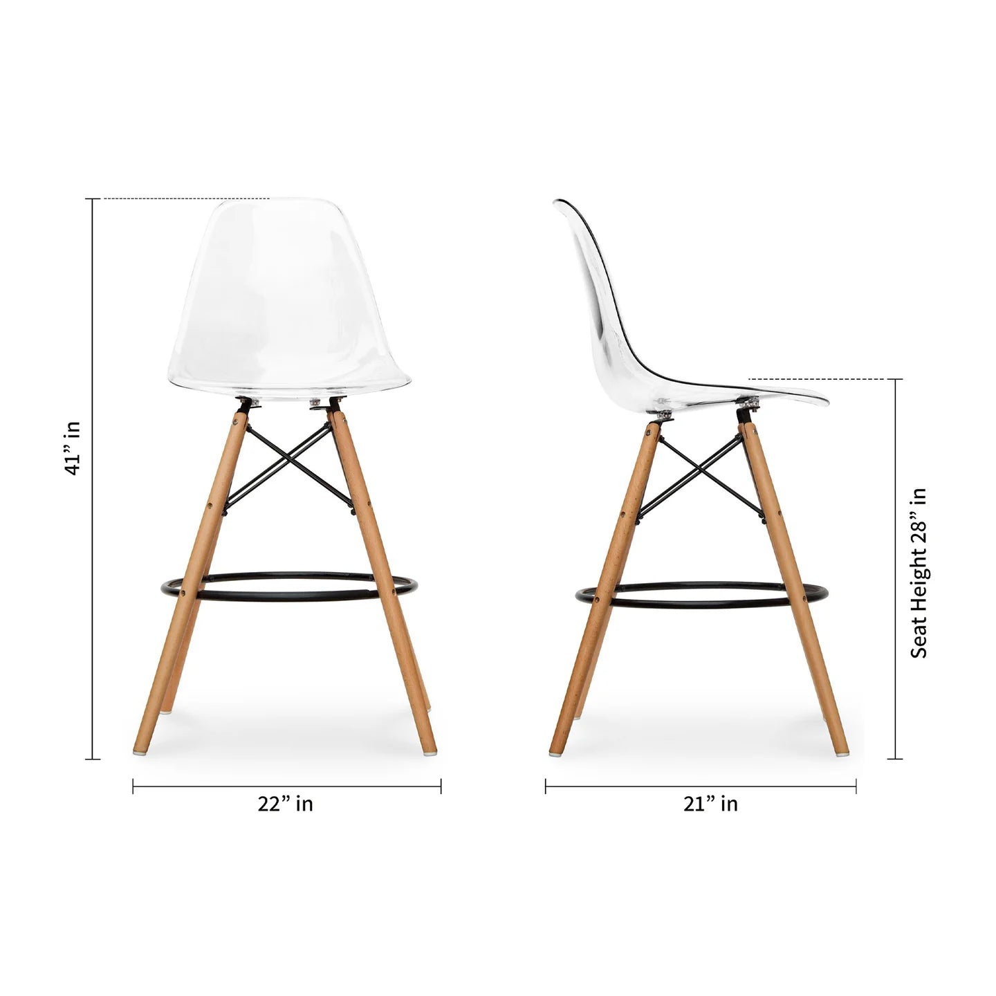 Pyramid Counter Stool, Clear By World Modern Design | Counter Stools | Modishstore - 5