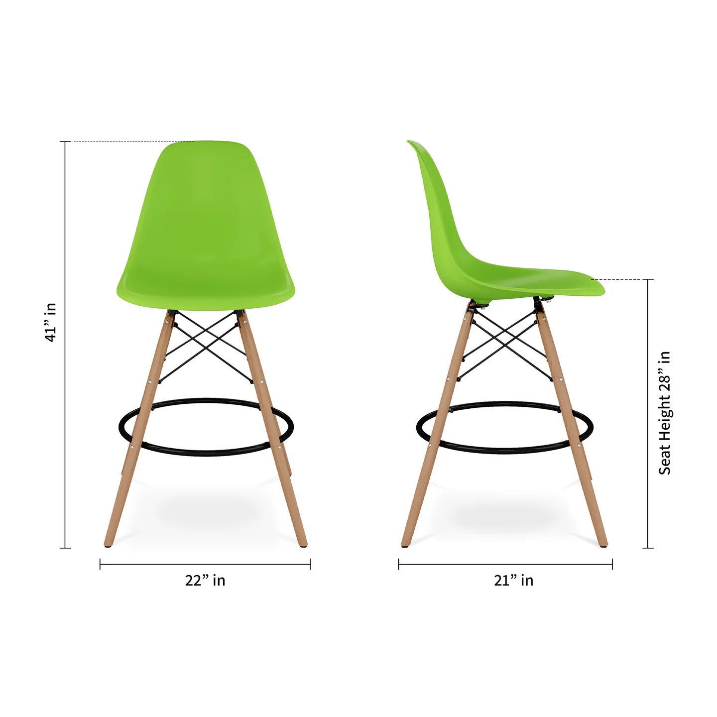Pyramid Counter Stool, Green By World Modern Design | Counter Stools | Modishstore - 5