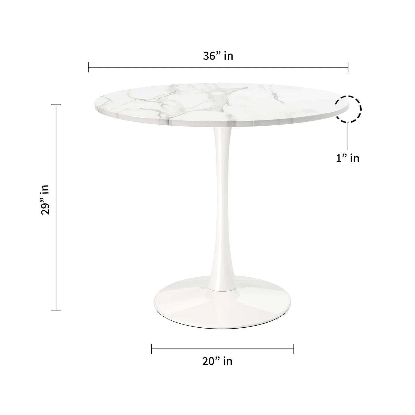 Rose 36" Wood Top Dining Table, Marble laminated By World Modern Design | Dining Tables | Modishstore - 2