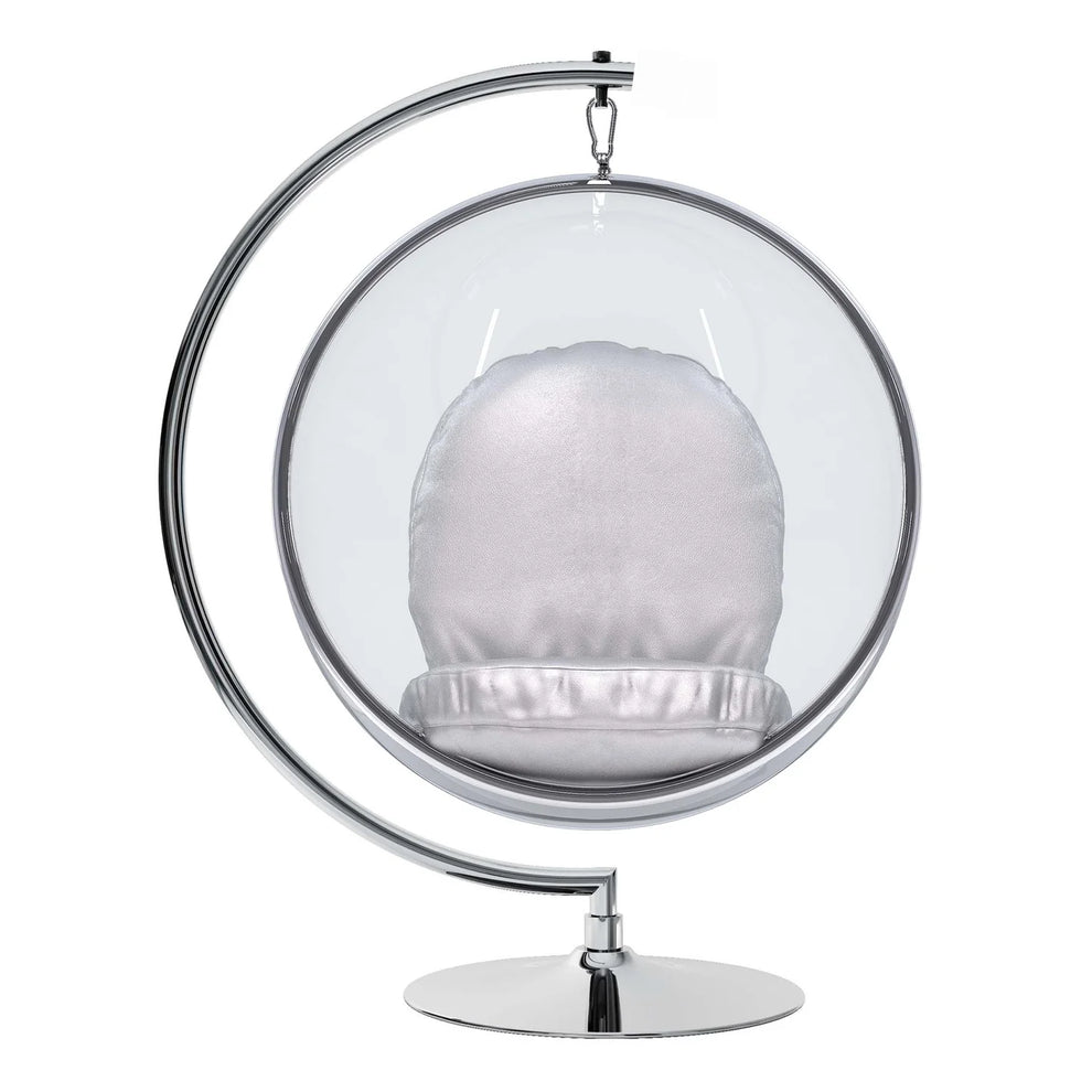 Vinyl and Steel Hanging Bubble Chair with Stand, Silver, By World Modern Design | Outdoor Porch Swings | Modishstore - 5