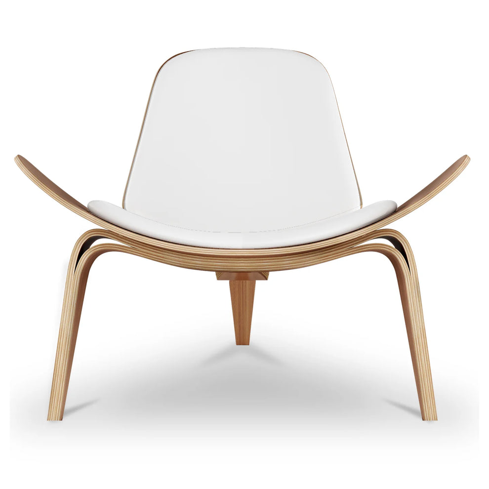 Shell Chair, White Real Leather By World Modern Design | Lounge Chairs | Modishstore - 6