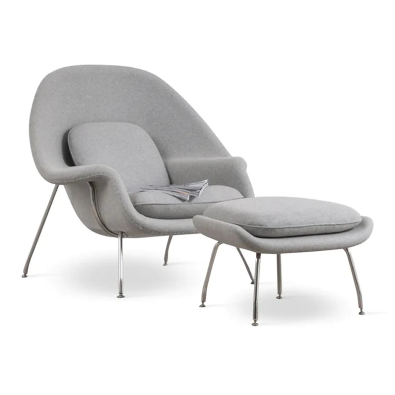 Haven Lounge Chair & Ottoman, Light Gray By World Modern Design | Lounge Chairs | Modishstore