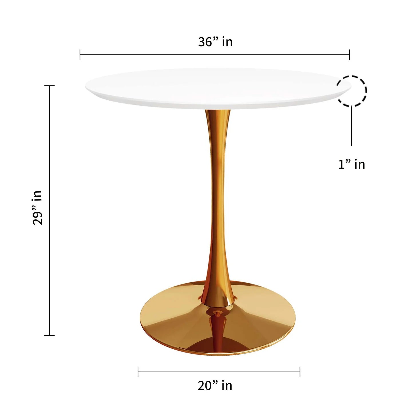 Rose 36" Wood Top Dining Table, Gold Base By World Modern Design | Dining Tables | Modishstore - 2