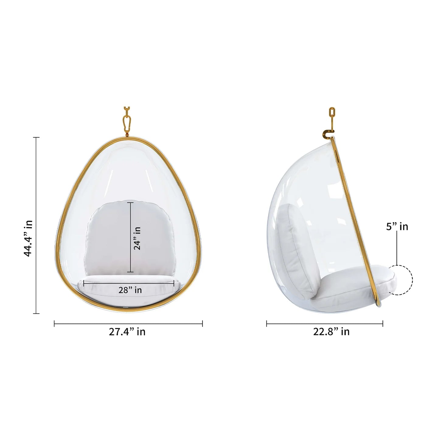 Scoop Chair With Stand, Gold By World Modern Design | Outdoor Porch Swings | Modishstore - 2