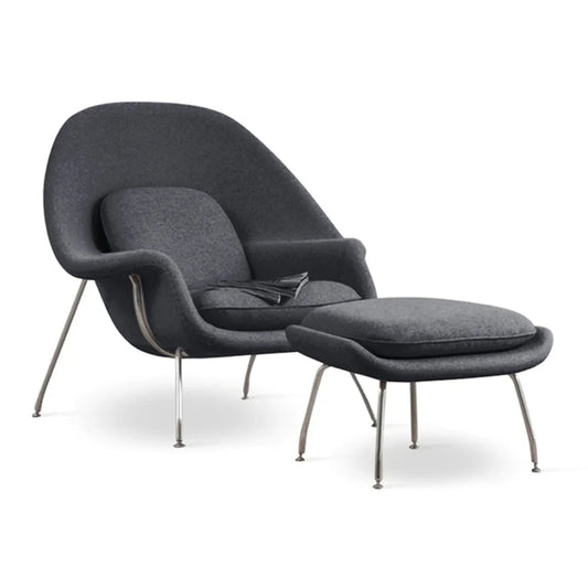 Haven Lounge Chair & Ottoman, Dark Gray By World Modern Design | Lounge Chairs | Modishstore