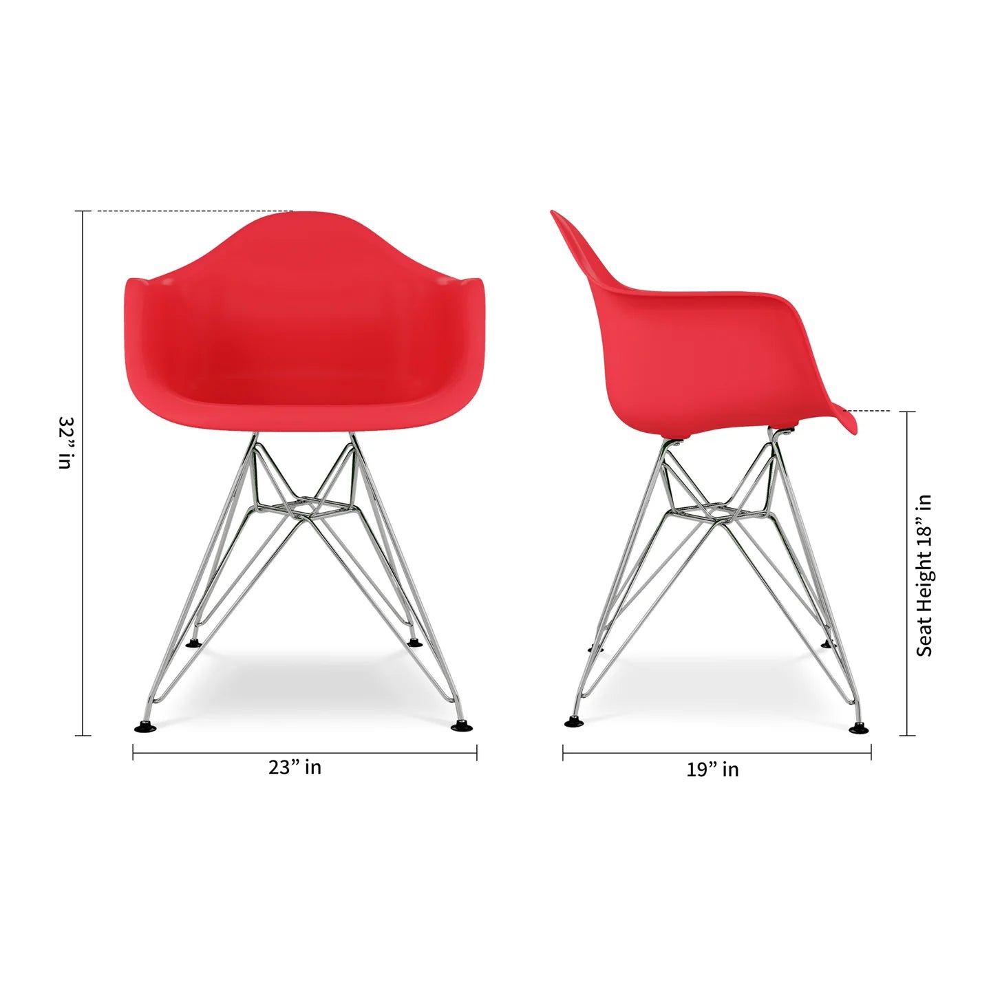 Tower Armchair, Red By World Modern Design | Dining Chairs | Modishstore - 5
