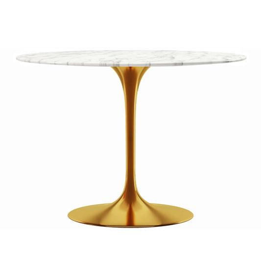 Rose 40" Round Marble Dining Table, Gold Base By World Modern Design | Dining Tables | Modishstore