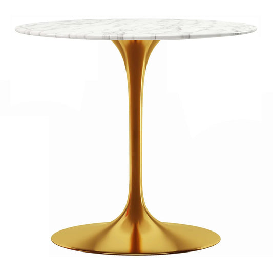 Rose 32" Round Marble Dining Table, Gold Base By World Modern Design | Dining Tables | Modishstore
