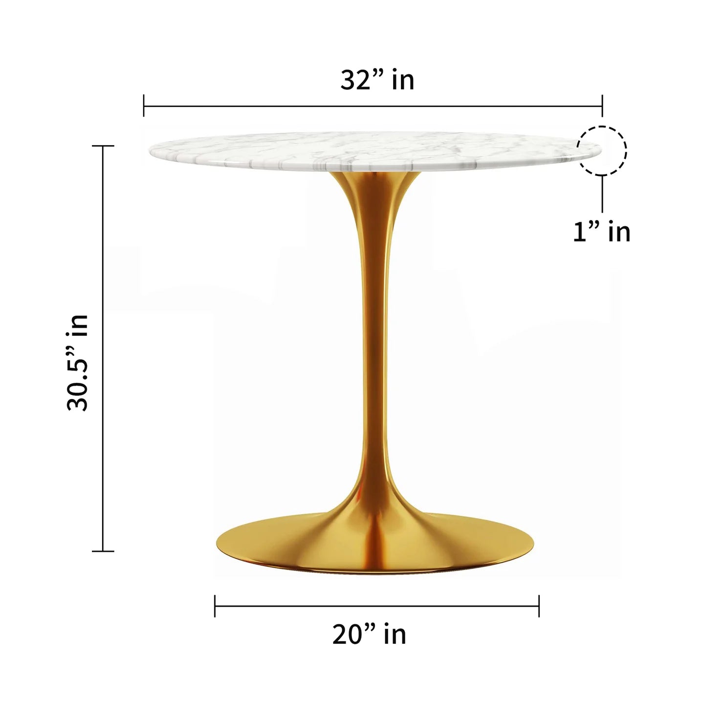Rose 32" Round Marble Dining Table, Gold Base By World Modern Design | Dining Tables | Modishstore - 2