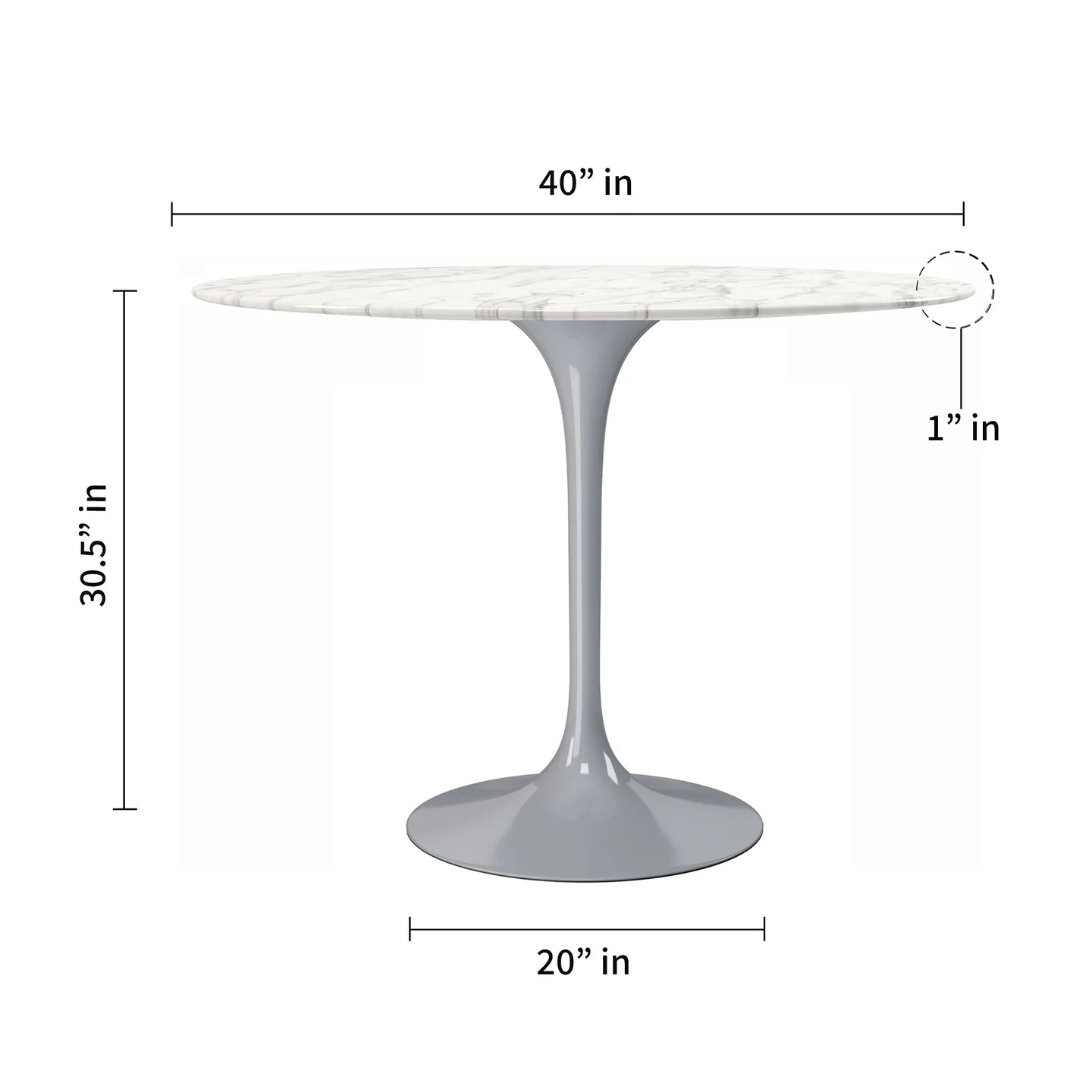 Rose 40" Round Marble Dining Table, Gray Base By World Modern Design | Dining Tables | Modishstore - 2