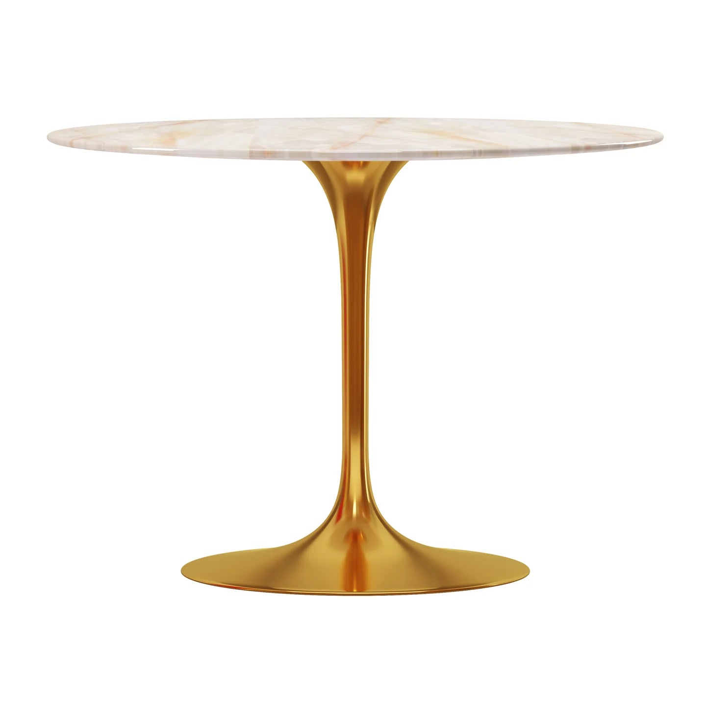 Rose 40" Round Onyx Marble Dining Table, Gold Base By World Modern Design | Dining Tables | Modishstore - 2