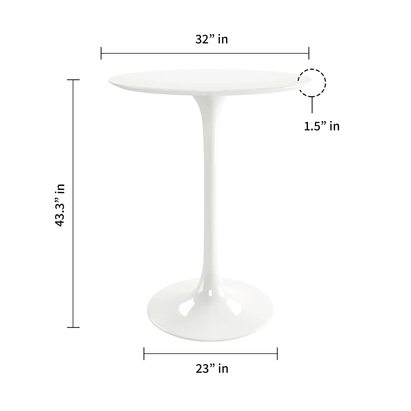 Rose 32" Round Fiberglass Bar Table By World Modern Design | Bar Tables | Modishstore - 2