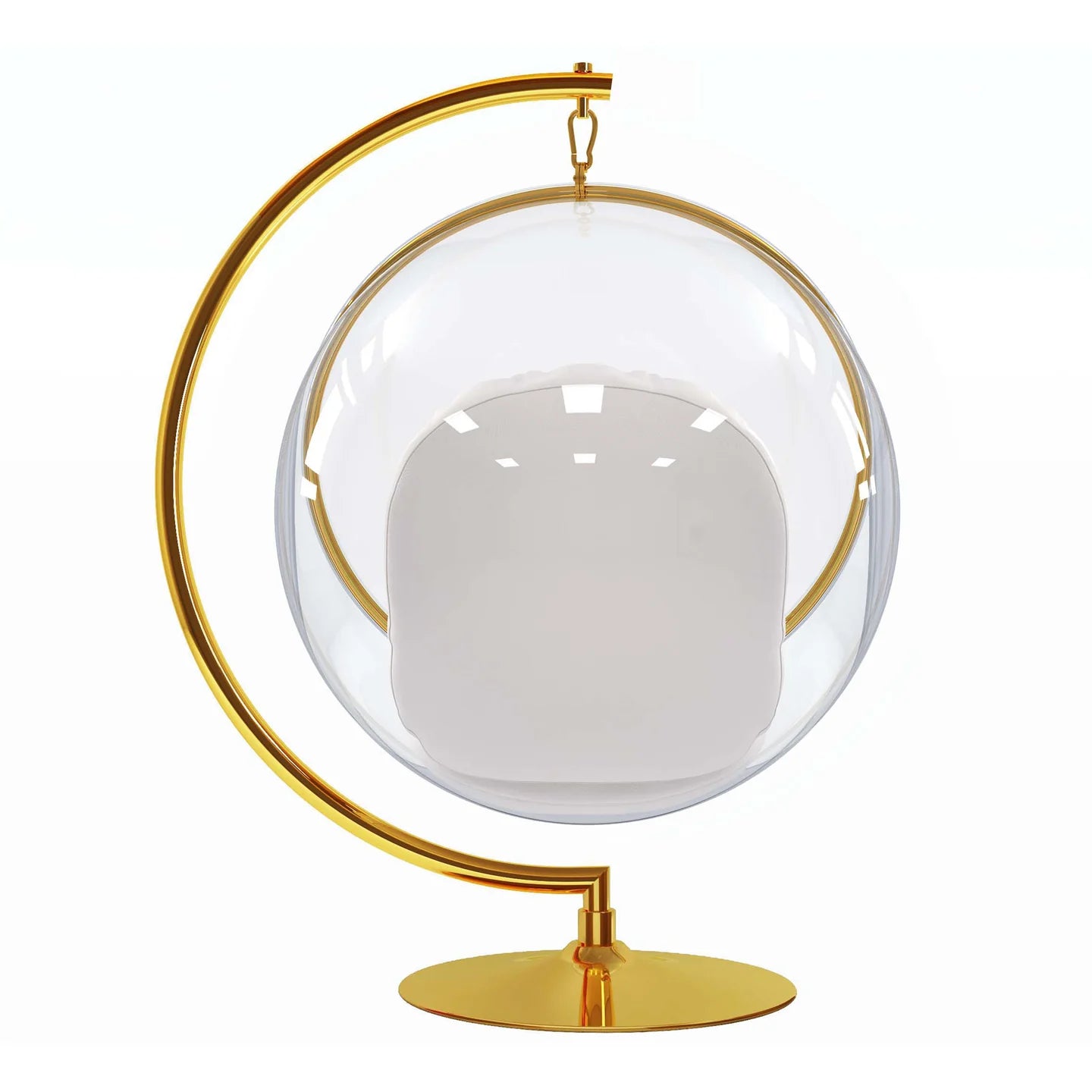Vinyl and Steel Hanging Bubble Chair with Stand Gold, Style-1 By World Modern Design | Outdoor Porch Swings | Modishstore - 4