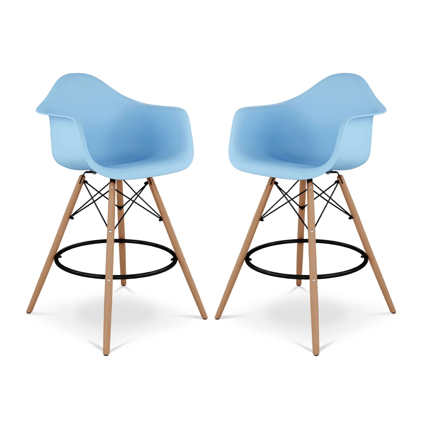 Pyramid Counter Stool With Arms, Blue By World Modern Design