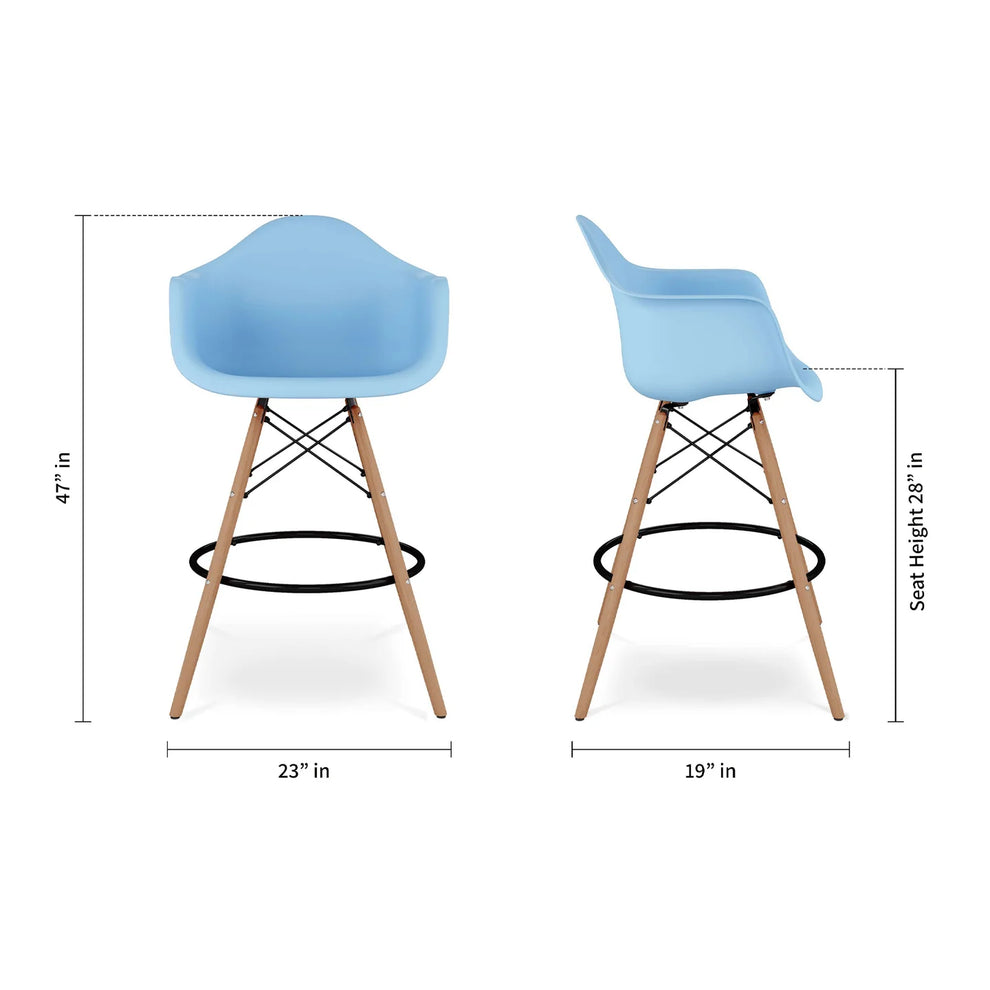 Pyramid Counter Stool With Arms, Blue By World Modern Design  | Counter Stools | Modishstore - 5