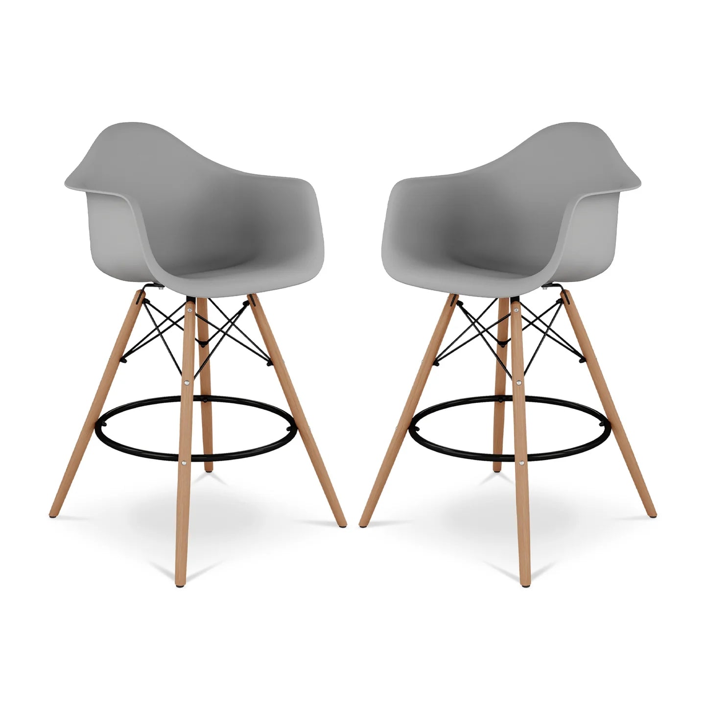 Pyramid Counter Stool With Arms, Gray By World Modern Design | Counter Stools | Modishstore - 6