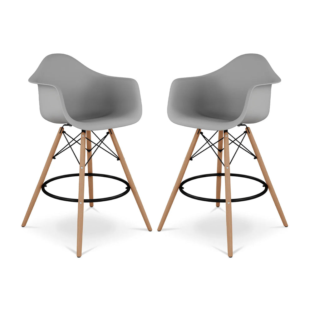 Pyramid Counter Stool With Arms, Gray By World Modern Design | Counter Stools | Modishstore - 6