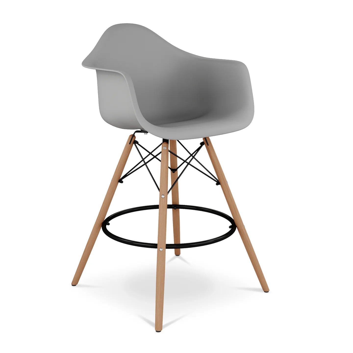 Pyramid Counter Stool With Arms, Gray By World Modern Design | Counter Stools | Modishstore