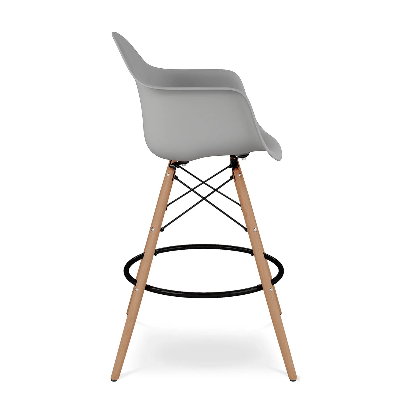 Pyramid Counter Stool With Arms, Gray By World Modern Design | Counter Stools | Modishstore - 2