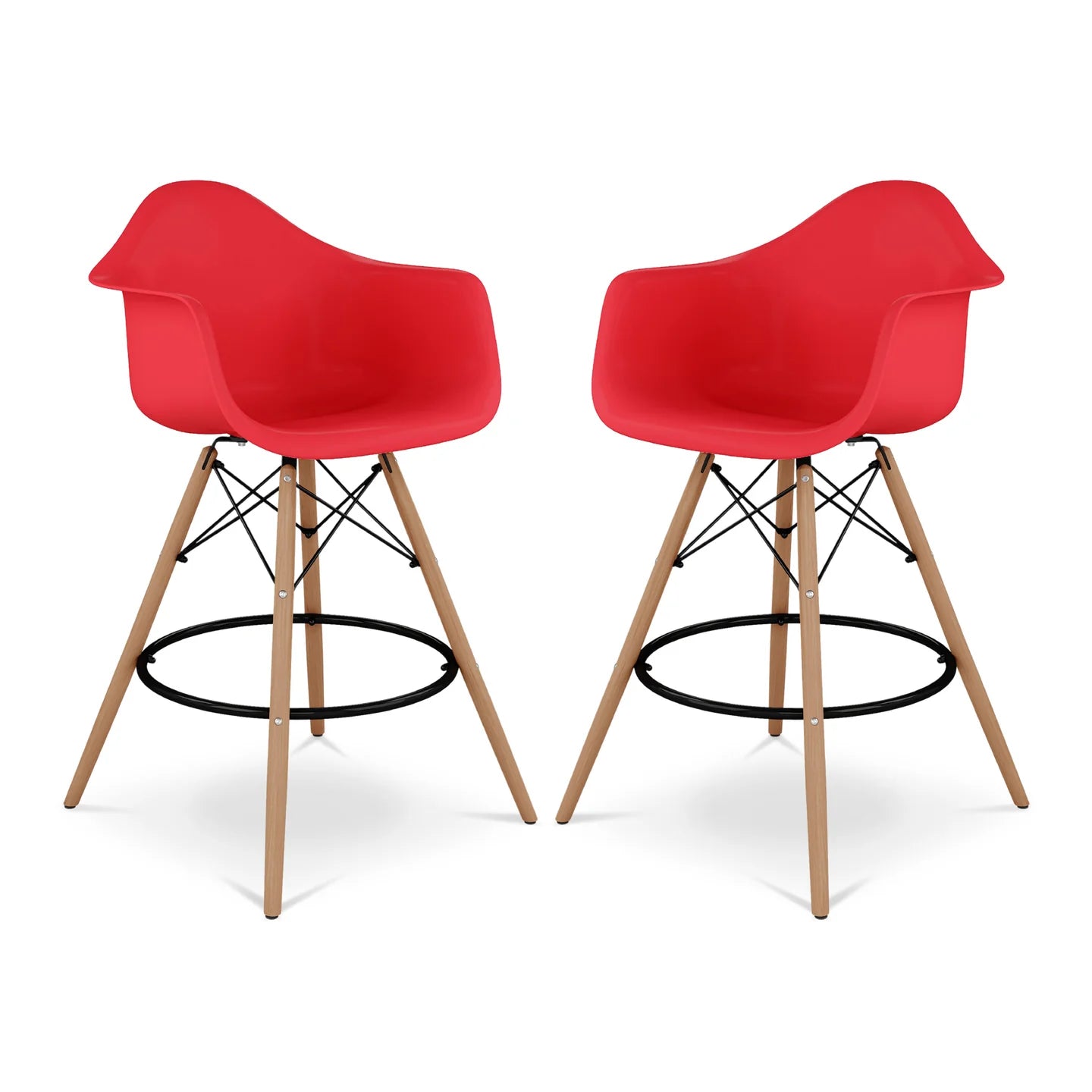 Pyramid Counter Stool With Arms, Red By World Modern Design | Counter Stools | Modishstore - 6