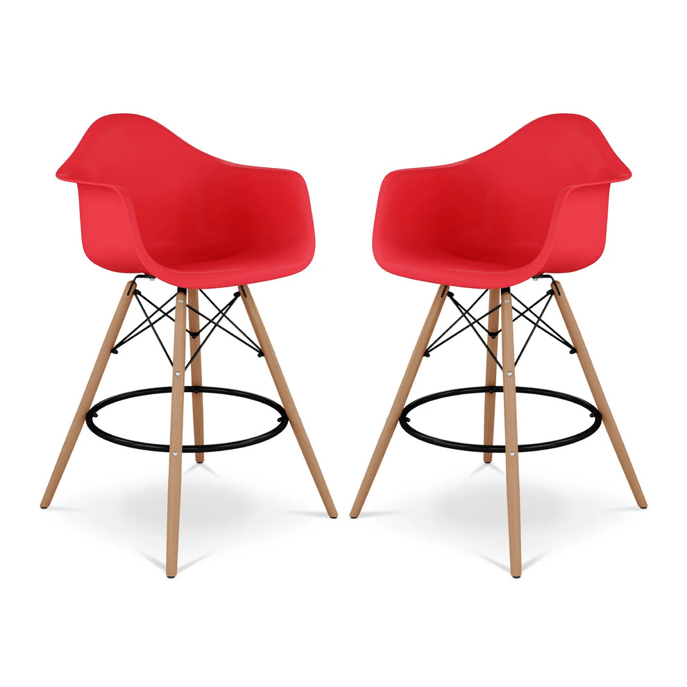 Pyramid Counter Stool With Arms, Red By World Modern Design | Counter Stools | Modishstore - 6
