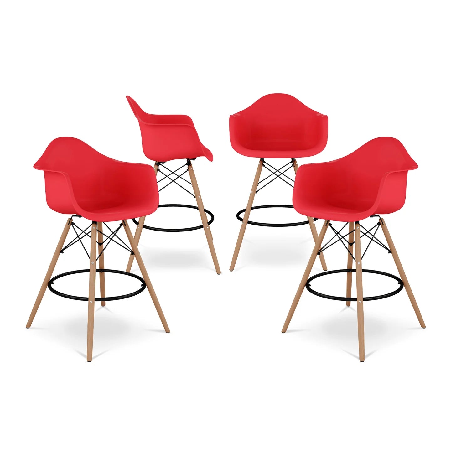 Pyramid Counter Stool With Arms, Red By World Modern Design | Counter Stools | Modishstore - 7