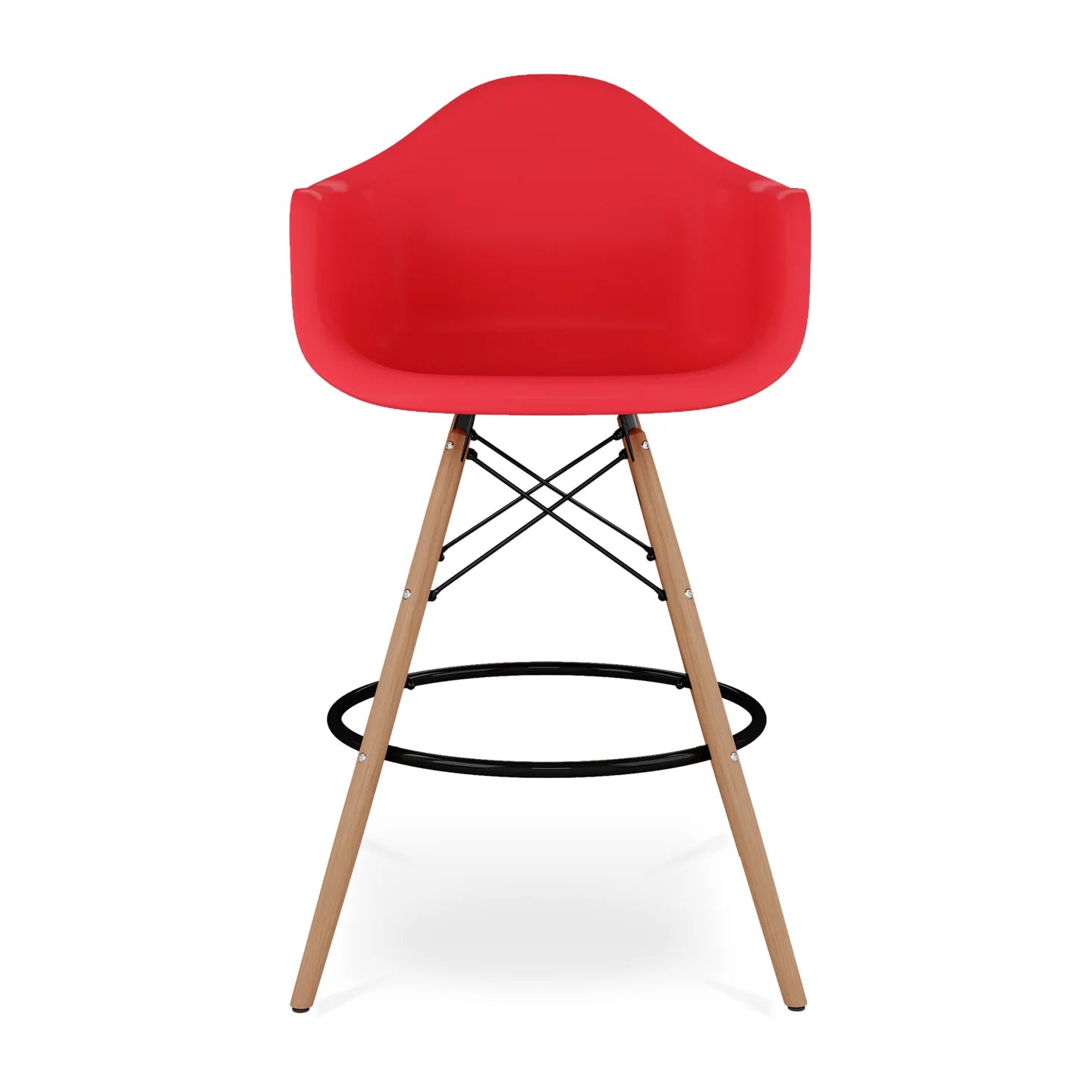 Pyramid Counter Stool With Arms, Red By World Modern Design | Counter Stools | Modishstore - 4