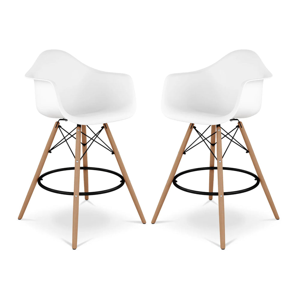 Pyramid Counter Stool With Arms, White By World Modern Design | Counter Stools | Modishstore - 6