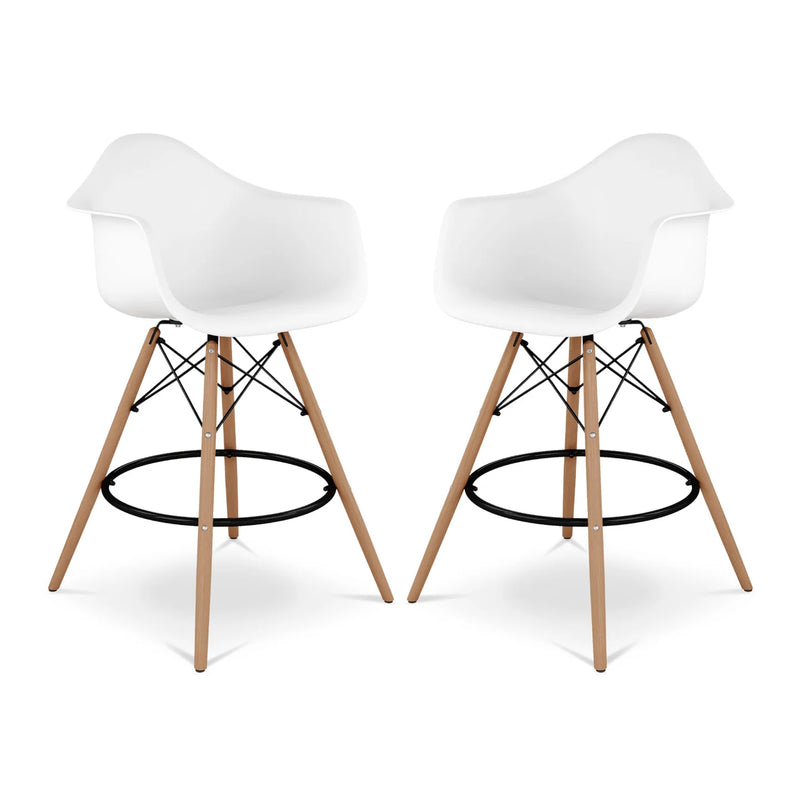Pyramid Counter Stool With Arms, White By World Modern Design | Counter Stools | Modishstore - 6