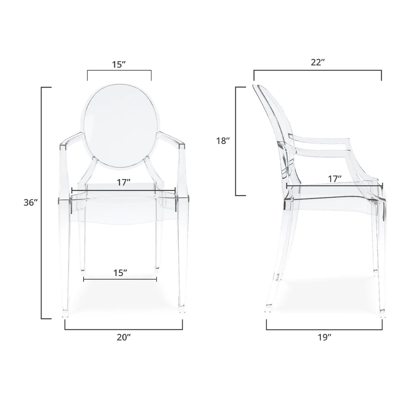 Crystal Armchair, Clear By World Modern Design | Dining Chairs | Modishstore - 4