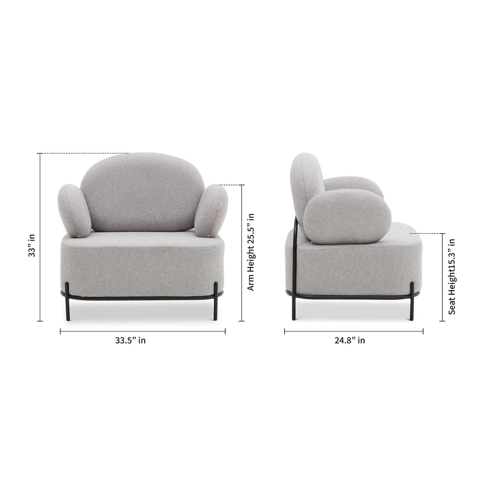 Wing Sofa Chair, Gray By World Modern Design | Lounge Chairs | Modishstore - 2