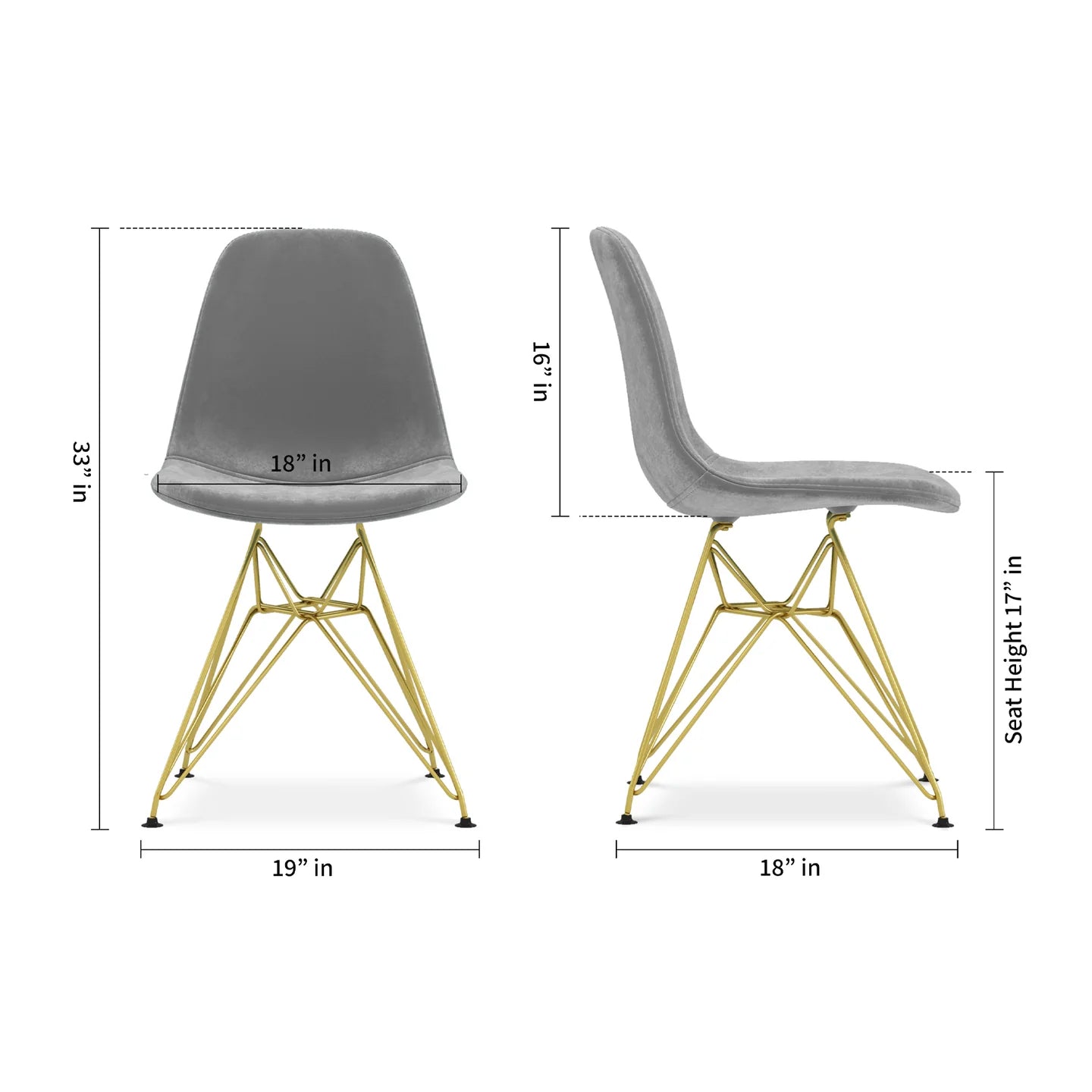 Tower Dining Chair, Gray Velvet By World Modern Design | Dining Chairs | Modishstore - 4