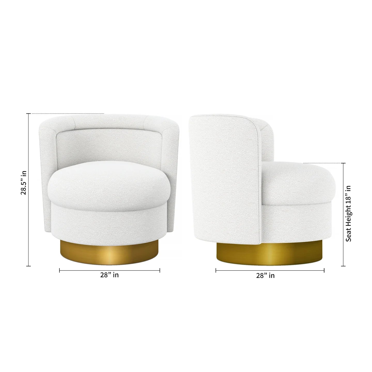 Aspen Swivel Chair, Gold Base By World Modern Design | Lounge Chairs | Modishstore - 2