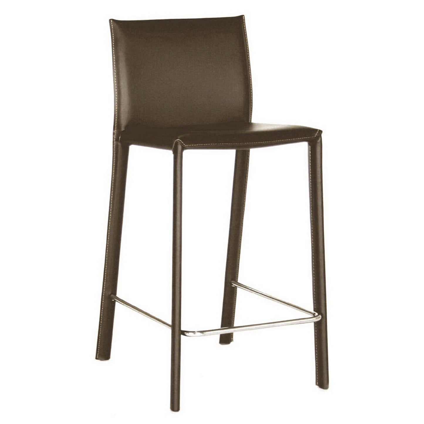 Baxton Studio Brown Leather Bar Stool (Set of 2) | Bar Stools | Modishstore