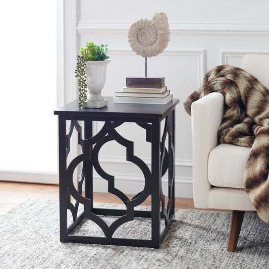 Safavieh Milo Trellis Gold Leaf End Table - Black | Accent Tables | Modishstore