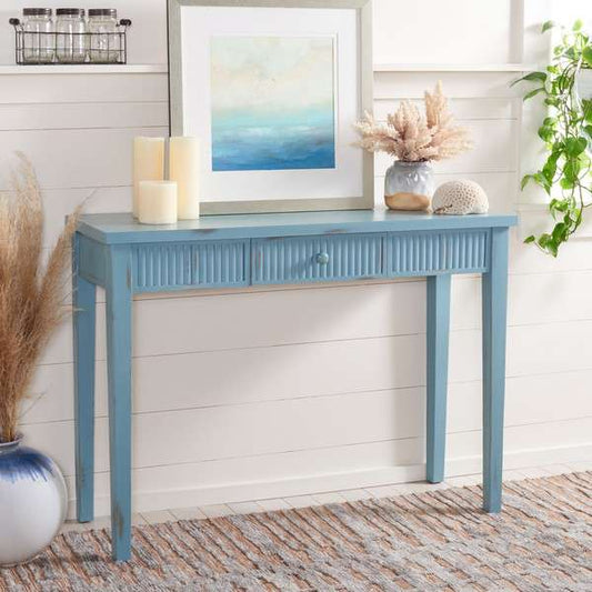 Safavieh Beale Console With Storage Drawer - Blue | Console Tables | Modishstore
