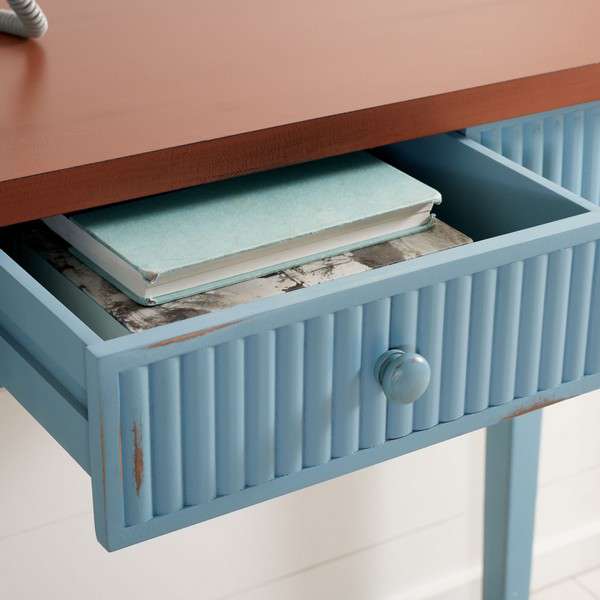 Safavieh Beale Console With Storage Drawer - Blue With Oak | Console Tables | Modishstore - 3
