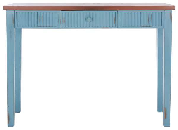 Safavieh Beale Console With Storage Drawer - Blue With Oak | Console Tables | Modishstore - 2