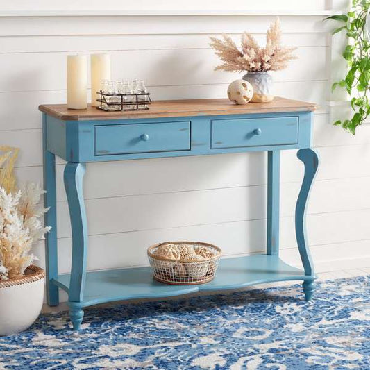 Safavieh Katie Console With 2 Storage Drawer - Blue | Console Tables | Modishstore