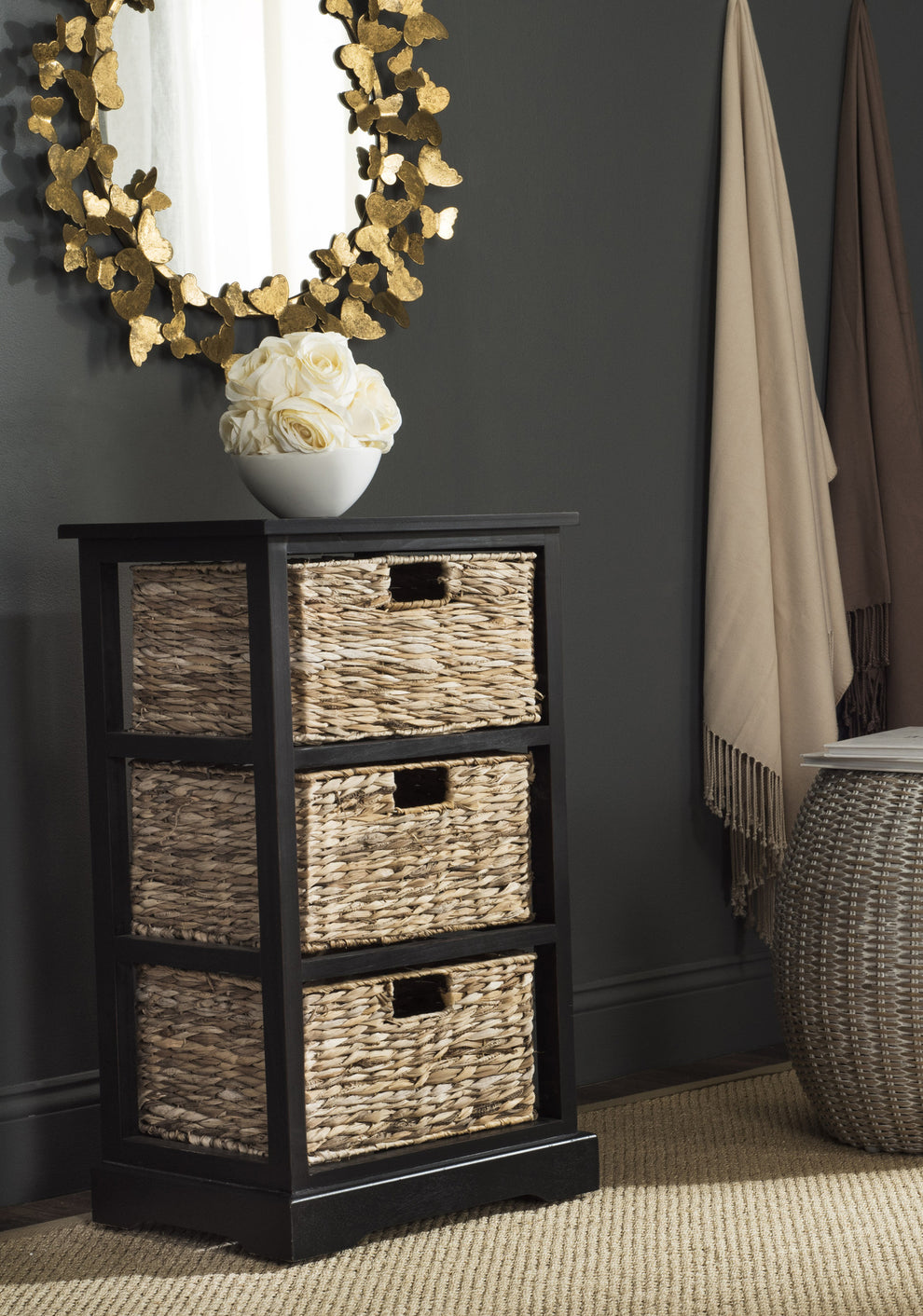 Safavieh Halle 3 Wicker Basket Storage Side Table | Side Tables | Modishstore - 1