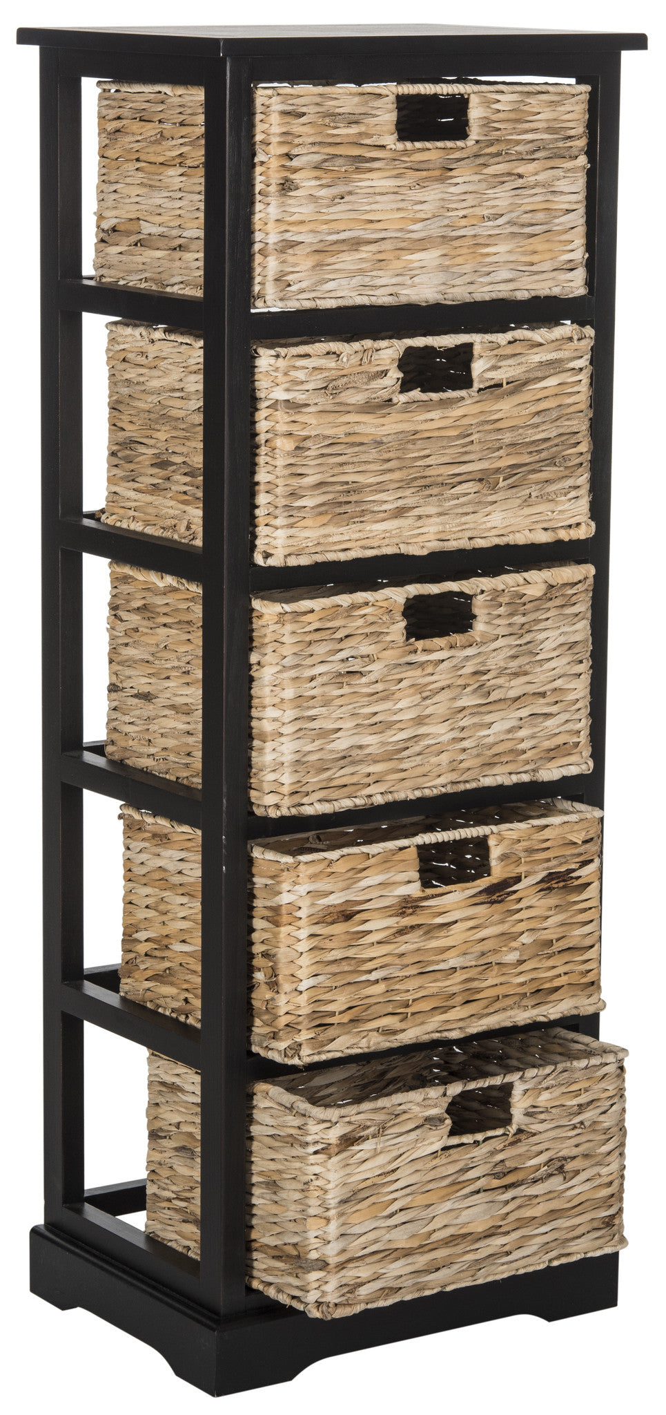Safavieh Vedette 5 Wicker Basket Storage Tower - Distressed Black