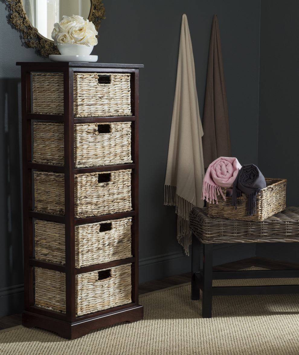Safavieh Vedette 5 Wicker Basket Storage Tower | Cabinets | Modishstore - 4
