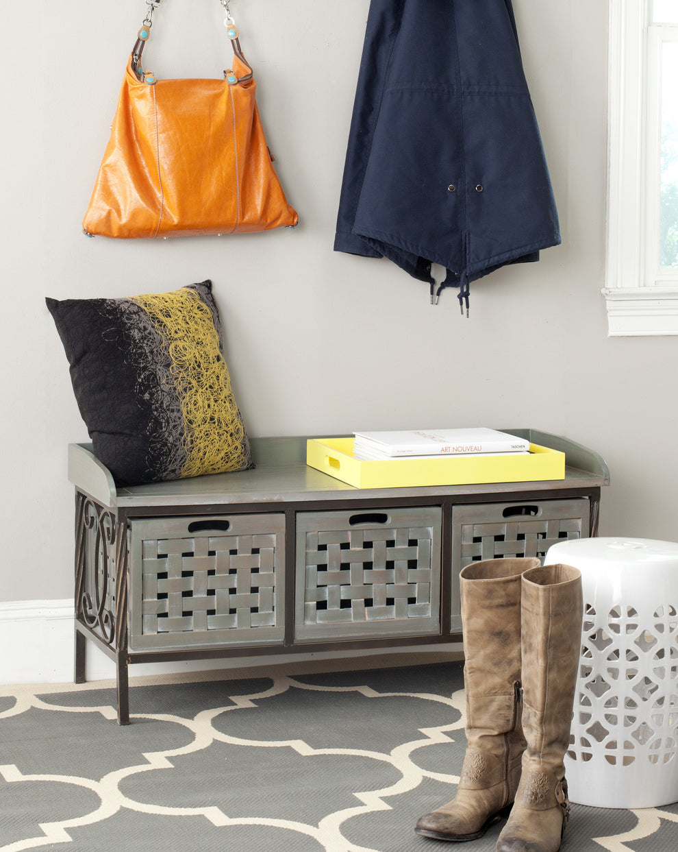 Safavieh Isaac 3 Drawer Wooden Storage Bench | Benches | Modishstore - 4
