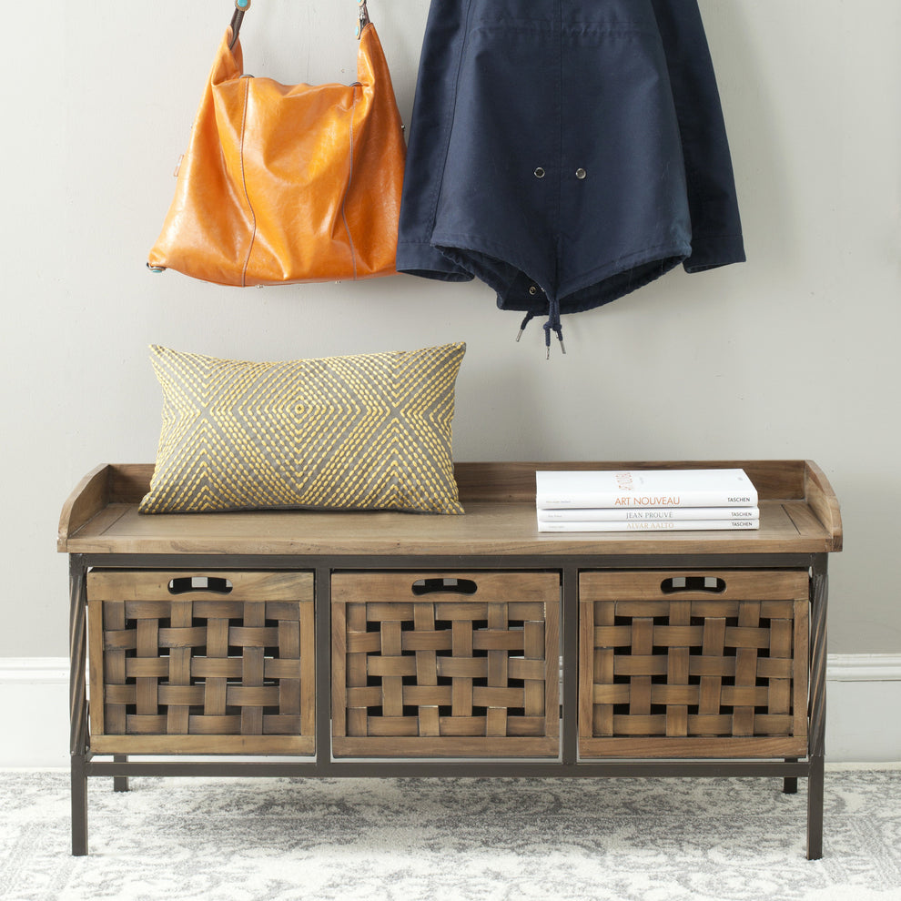 Safavieh Isaac 3 Drawer Wooden Storage Bench | Benches | Modishstore - 5