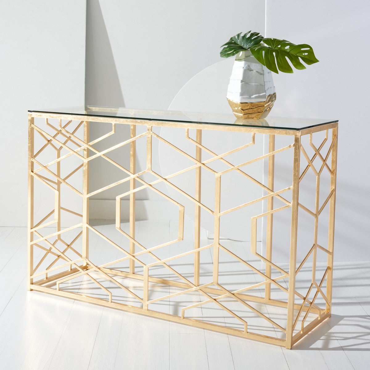 Safavieh Sean Gold Leaf Console Table | Console Tables | Modishstore